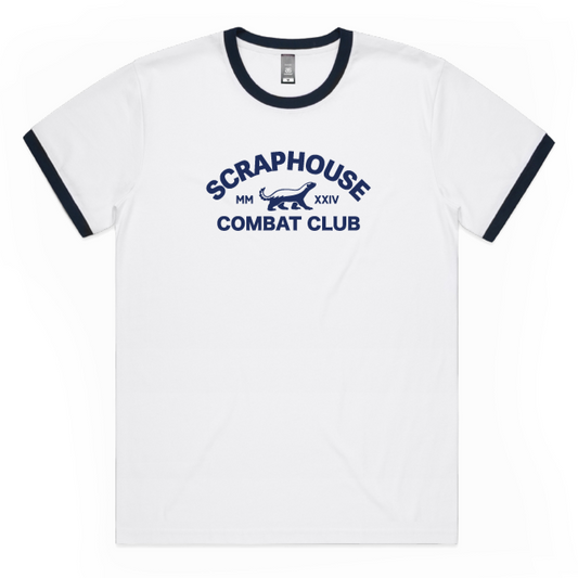 VINTAGE  RINGER TEE - WHITE/NAVY