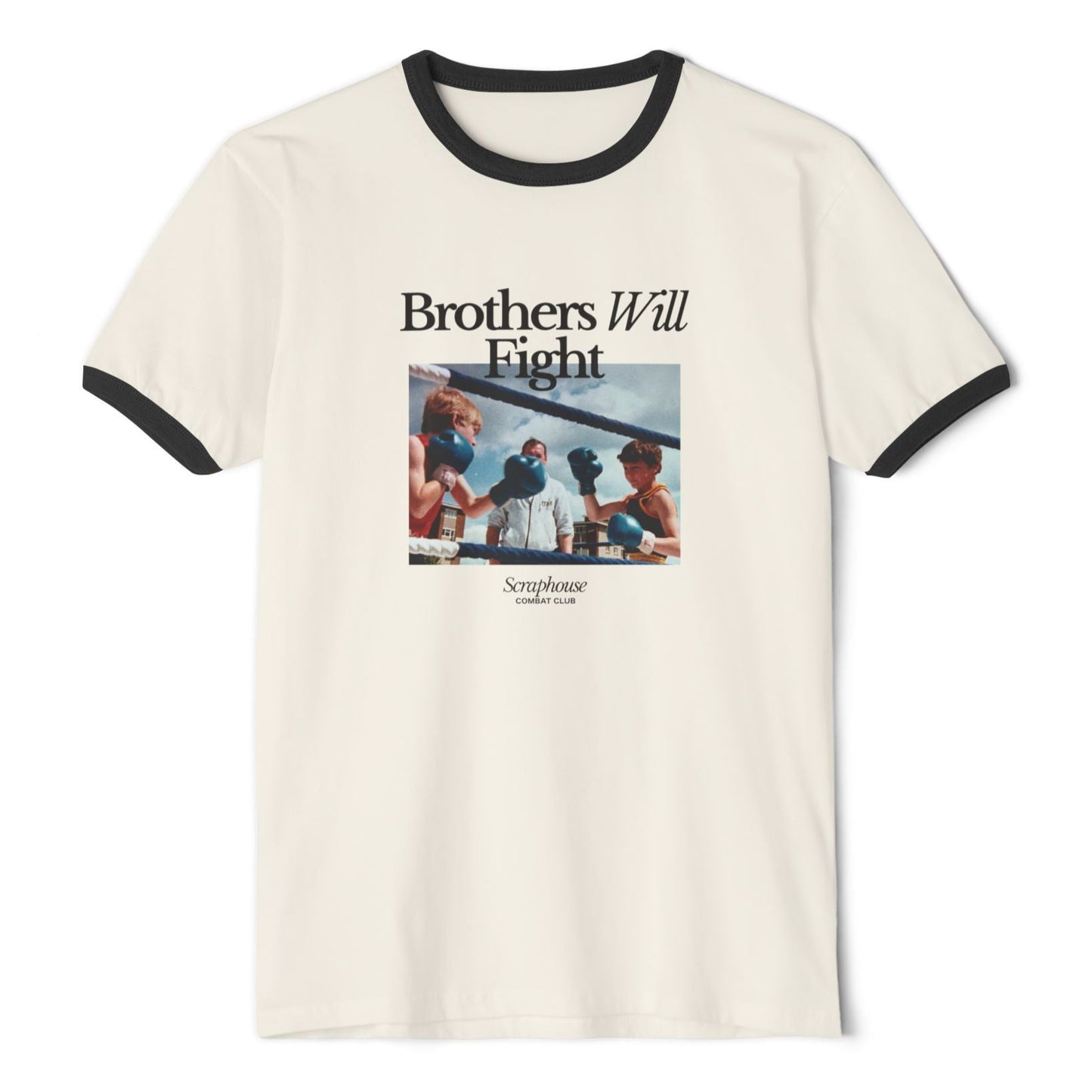 BROTHERS WILL FIGHT RINGER TEE (OFF WHITE)